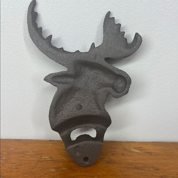 Rustic Moose Head Wall Bottle Opener - Picture 2 of 5